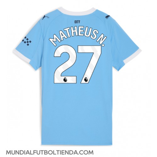 Camiseta Manchester City Matheus Nunes #27 Primera Equipación Replica 2025-26 para mujer mangas cortas